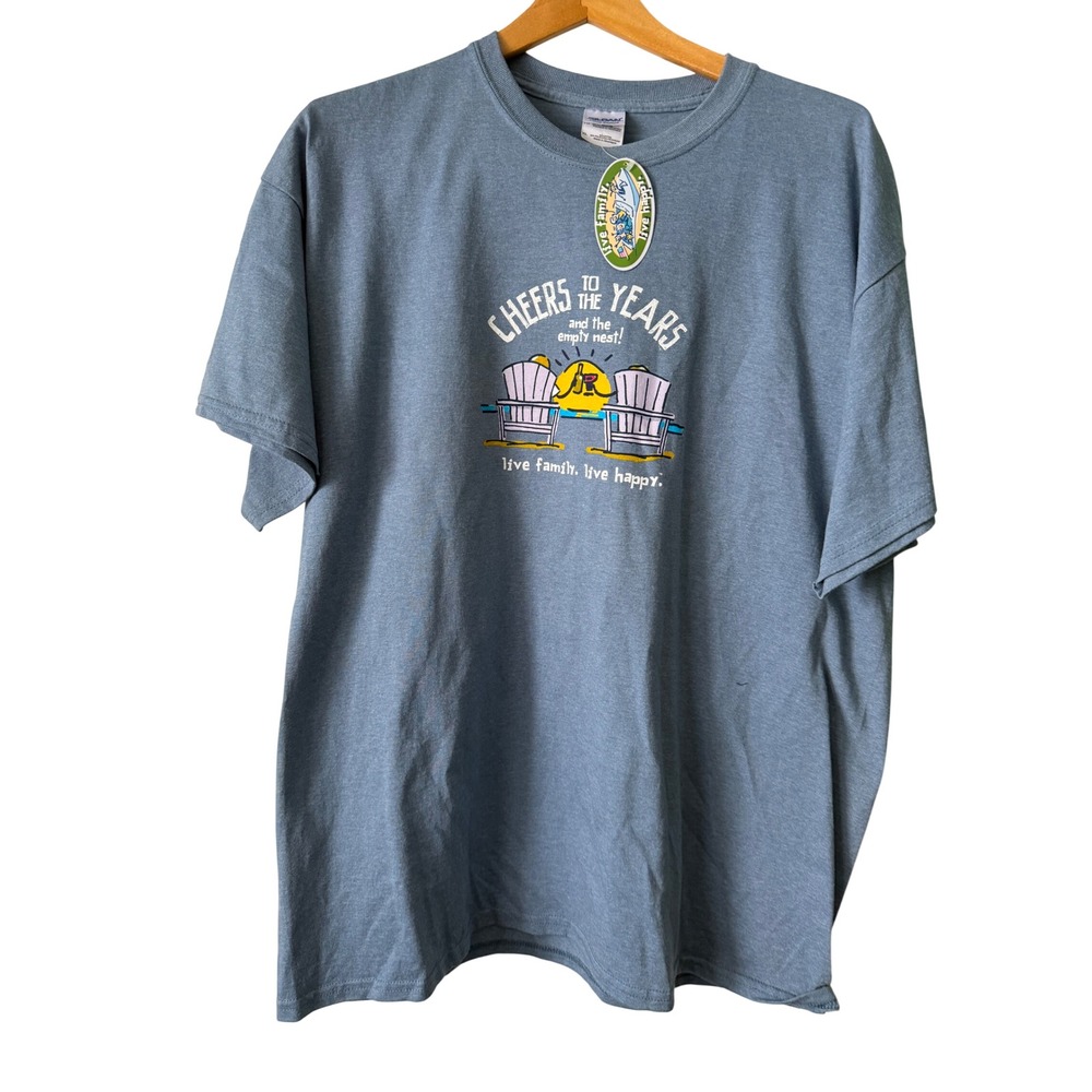 Live Family Live Happy T-Shirt Mens XL Blue NWT Cheers To The Years Empty Nest‎